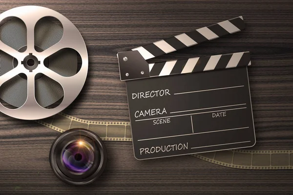 Clapperboards and the reel of film — Stock Photo, Image