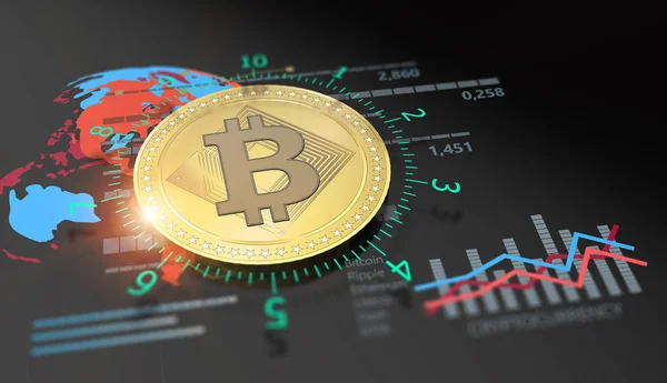 Virtuale Bitcoin criptovaluta grafico del mercato finanziario — Foto Stock