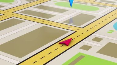 Araba servisi ve GPS navigasyon haritası video animasyonu