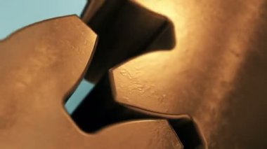 Konsept olarak takım çalışması sembolü. Metal dişliler dönüyor. 4k Uhd video canlandırması.