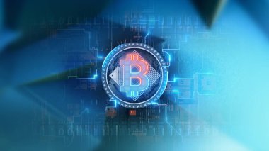 Kripto para birimi Bitcoin blok zinciri sembolü dijital şifreleme ağı madencilik arka planı
