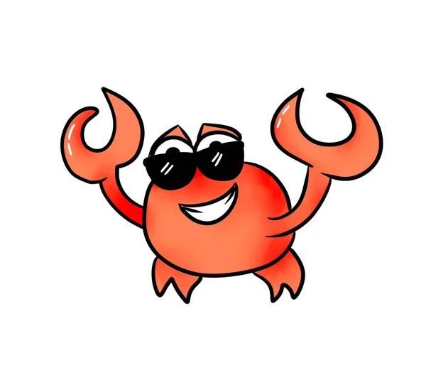 Grappige Krab Een Zonnebril Cartoon Karakter Voor Afdruk Spelletjes Andere — Stockfoto