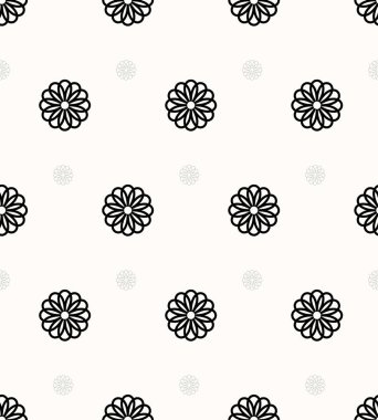 Soyut çiçek desenli. Sorunsuz vektör arka plan. Siyah ve beyaz süsleme. Grafik modern desen.