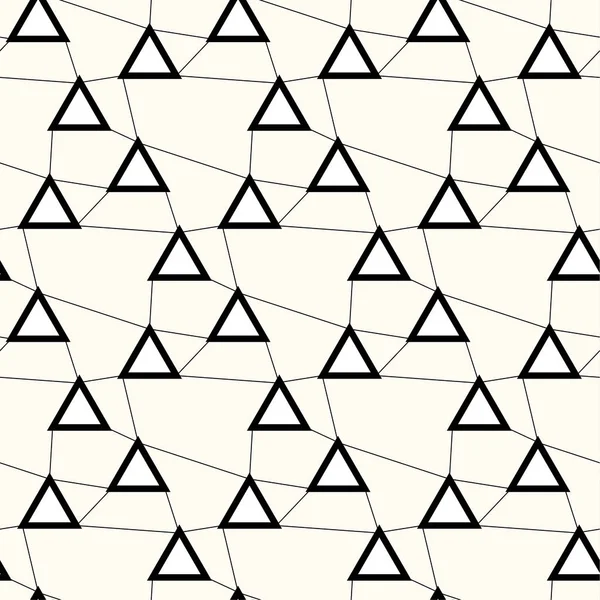 Lignes de technologie motif sans couture. Grille irrégulière avec triangles sur les lignes, fond vectoriel — Image vectorielle