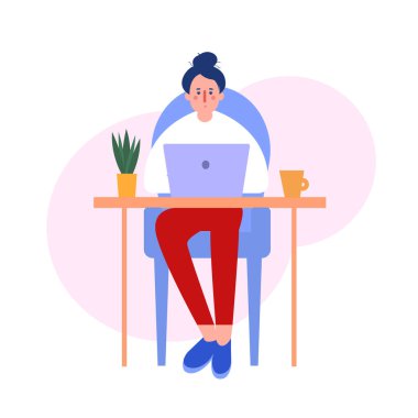 Laptoplu beyaz genç kadın.