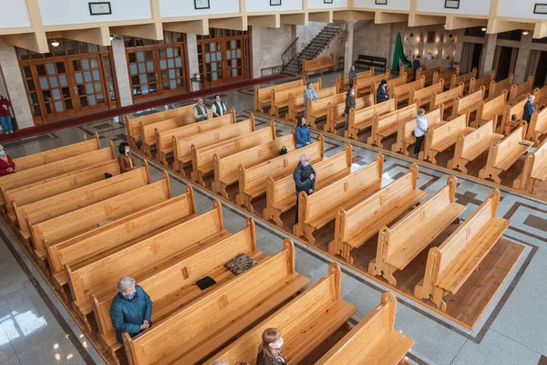 Lubin Poland May 2020 Holy Mass Church Due Pandemic Covid — Stock Photo, Image