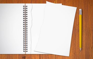 Yırtık kağıt ve sarı kalem