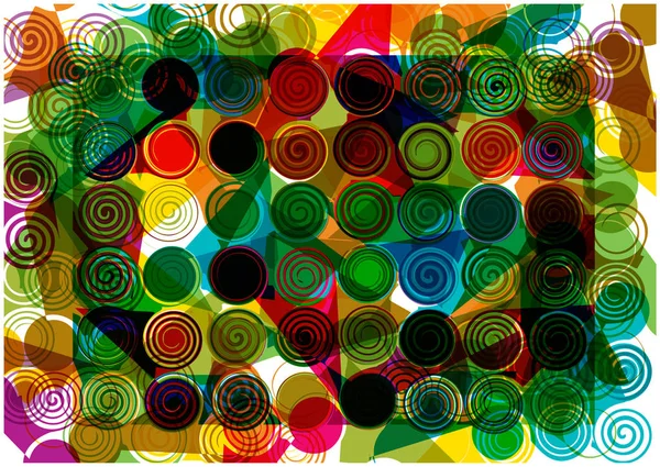 Abstract vector spirals and ink splatters background — Stock Vector