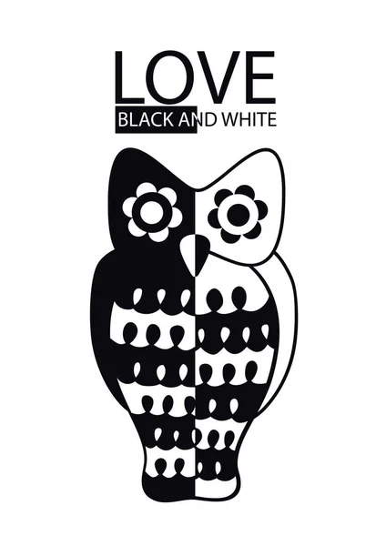 Black and white vector owl — Stock Vector