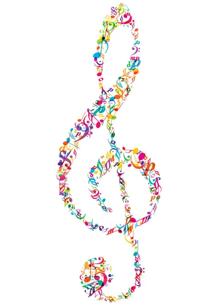 Bright vector treble clef isolated on white background — Stock Vector