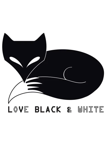 Siyah ve beyaz vektör fox — Stok Vektör