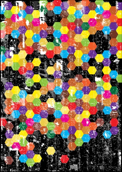 Hexagones Ásperos Brillantes Aislados Sobre Fondo Negro Plantilla Vector Abstracto — Archivo Imágenes Vectoriales
