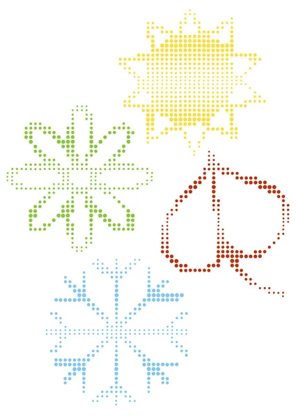 Color halftone seasonal icons — Stock Vector