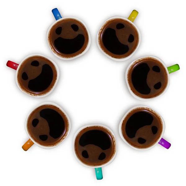 Grappige concept met smileygezichten op de koffie — Stockfoto