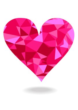 pembe vektör düşük çokgenler kalp simgesi
