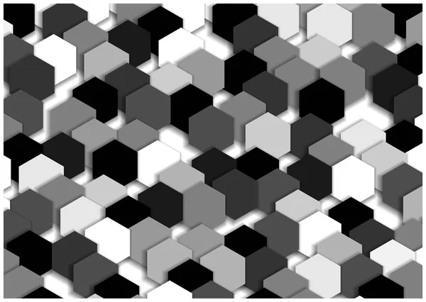 Abstract Vector Black White Background Symmetrical Hexagons — Stock Vector