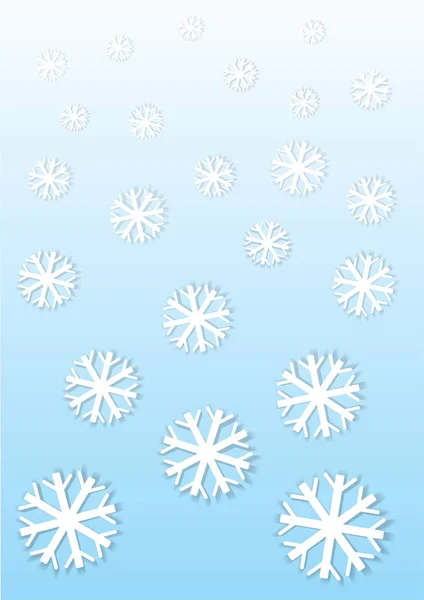 Plano diseño vector fondo con copos de nieve de papel — Vector de stock