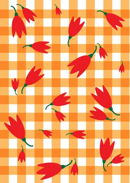 Kleur vector geruite achtergrond met tulpen — Stockvector