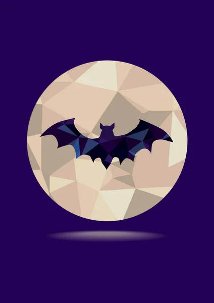 Cor Vetor Ilustração Mosaicos Morcego Lua Cheia Noite Desenho Plano —  Vetores de Stock