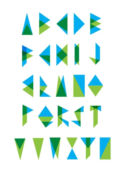 Aantal Heldere Vector Driehoeken Alfabetletters Geïsoleerd Witte Achtergrond — Stockvector