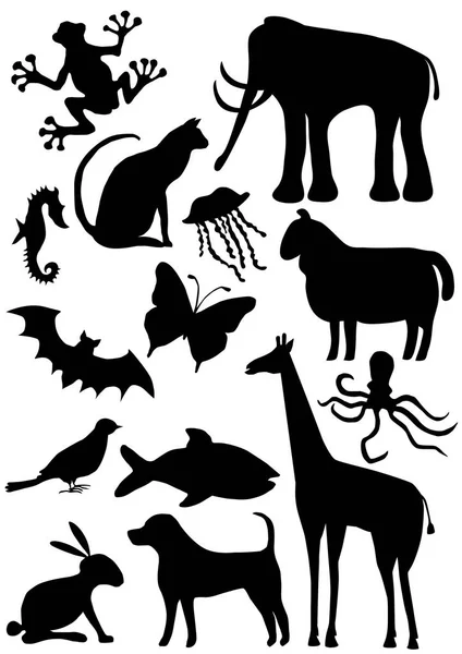 Set of vector animals silhouettes — Stock Vector