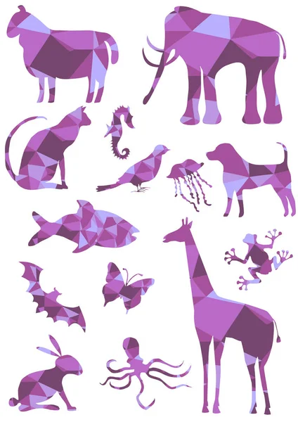 Set of mosaic tiles animals — Stock Vector