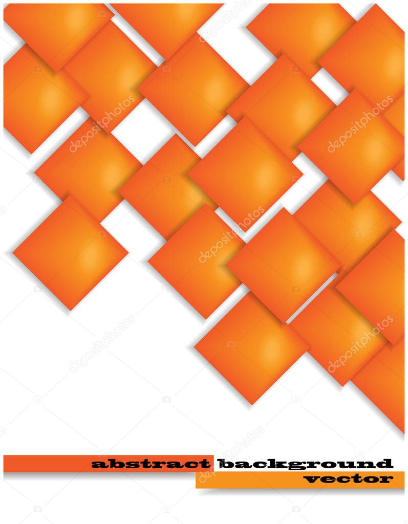 color abstract vector background,glossy orange squares and place for your text isolated on white background