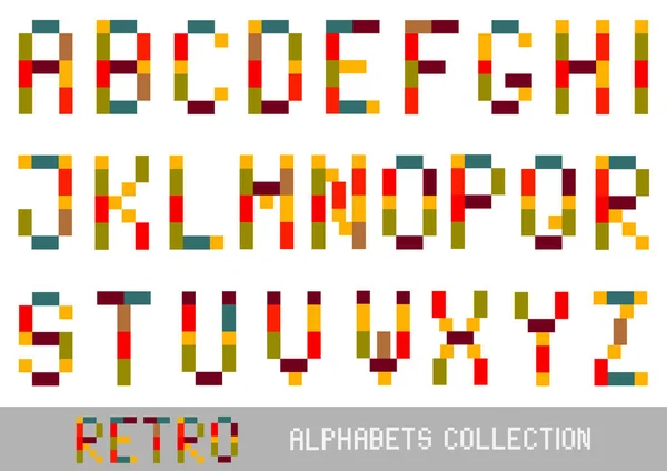 Jeu de lettres alphabet carrés rétro — Image vectorielle