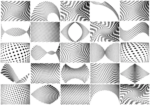 Set Vector Black White Color Halftone Backgrounds — Stock Vector