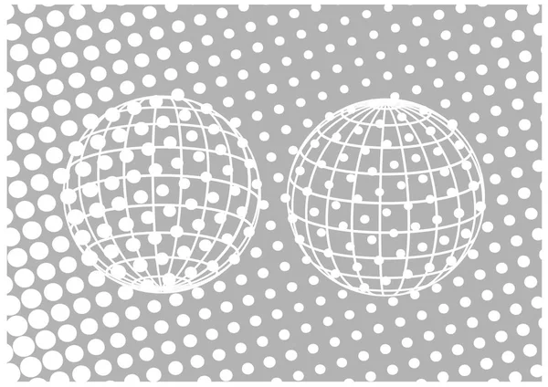 Két rács föld globe modellek elszigetelt szürke pöttyös háttér — Stock Vector