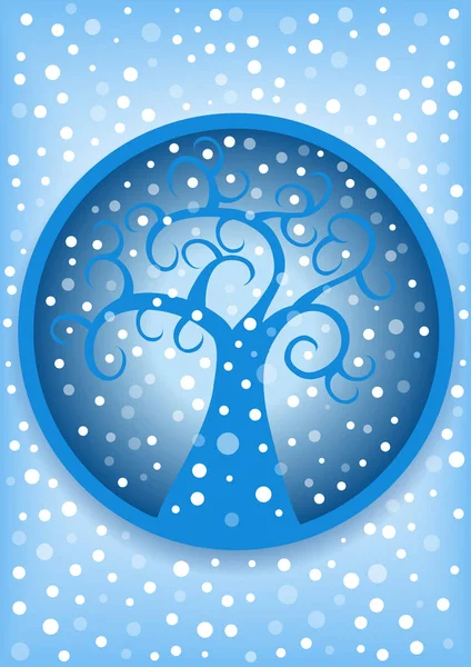 Цвет векторного зимнего фона с деревом и снегом — стоковый вектор