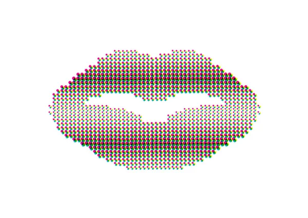 CMYK-vektor färg halvton kyssar läppar — Stock vektor
