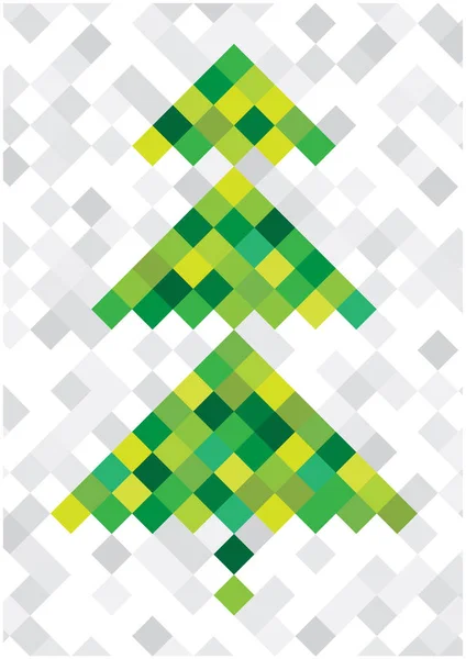 明亮的绿色矢量镶嵌瓷砖圣诞树 — 图库矢量图片