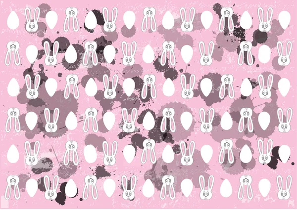 Heureux Pâques Illustration Vectorielle Drôles Lapins Bande Dessinée Oeufs Pâques — Image vectorielle