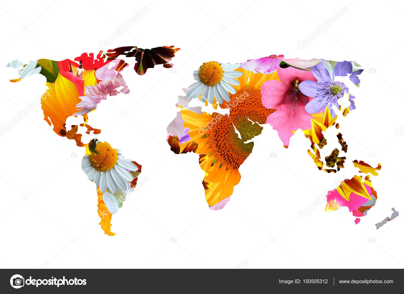 World map silhouette made of colorful flowers Stock Photo by ©pizla09