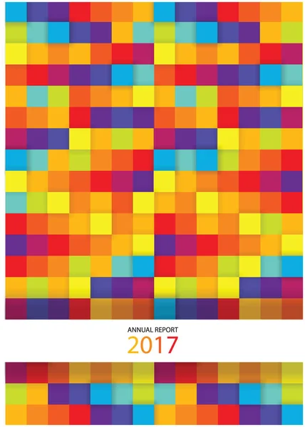 Bright vector annual report cover design with color harmony mosaic tiles — Stock Vector