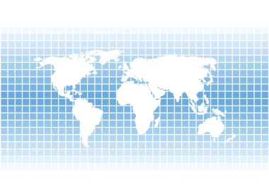 Modern vektör kareler arka plan beyaz dünya harita siluet ile