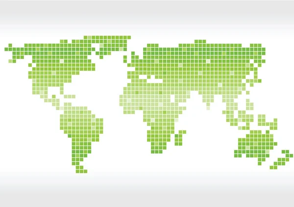 Silhueta mapa mundo vetor verde brilhante — Vetor de Stock