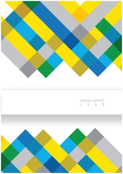 Design de couverture de rapport annuel vectoriel moderne avec rayures vives et cadre pour votre texte — Image vectorielle