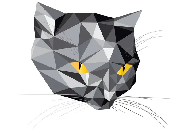 Ilustración vectorial de moda de baja cabeza de gato polígonos — Vector de stock