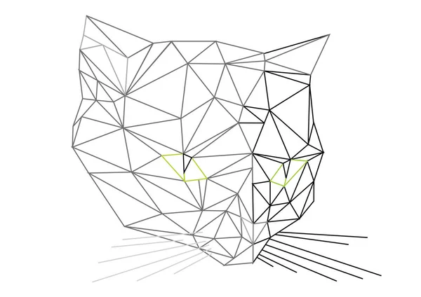 低ポリゴン 猫頭イラスト 猫撮りのデジタルのトレンディなベクター イラストです 対称的な三角形のフラットなデザイン ベクトル猫頭イラスト — ストックベクタ