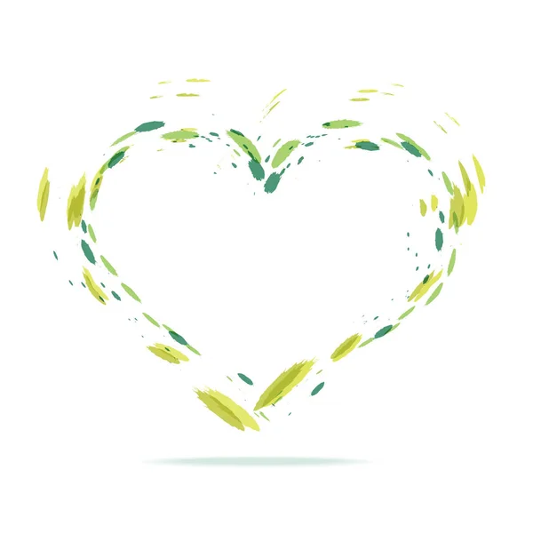 Acquerello verde schizza silhouette cuore . — Vettoriale Stock