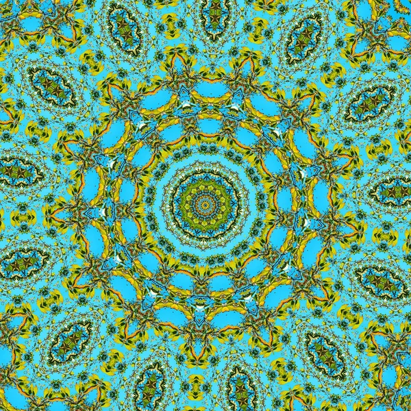 Abstraktní Pozadí Symetrické Mandala Barevné Přírodní Mandala Čerstvé Geen Jarní — Stock fotografie