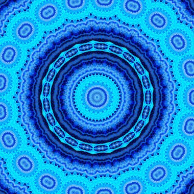 Mavi soyut mandala arka plan. Daire meditasyon mandala.