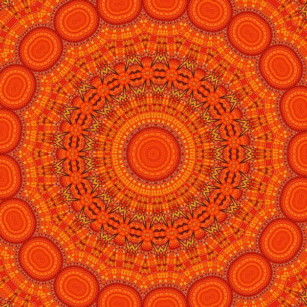 Narancssárga Mandala Háttér Szimmetrikus Hajlat Mandala Design Trendi Mandala Háttér — Stock Fotó