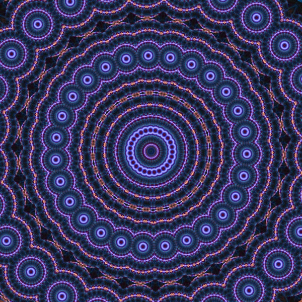 Abstrait Éclairage Mandala Fond Cercles Bleus Lumineux Mandala — Photo