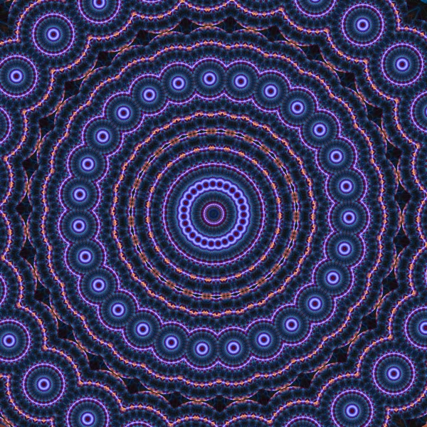 Iluminación Abstracta Mandala Fondo Círculos Azules Brillantes Mandala — Foto de Stock