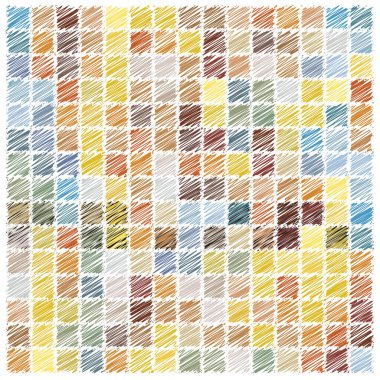 beyaz arkaplanda izole edilmiş simetrik el çizimi kareler ile renk vektör çizimi