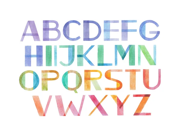 Colorful watercolor aquarelle alphabet letters — Stock Photo, Image
