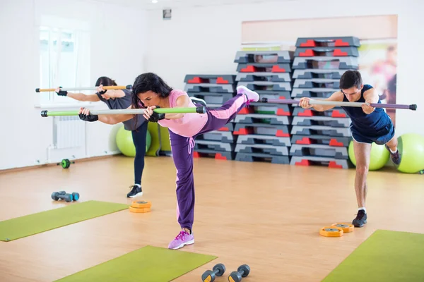 Grupo de pessoas excercising com fitbars — Fotografia de Stock